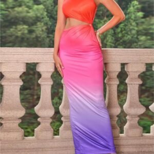 Women One Shoulder Dresses for Women 2024 Camisole Dress Waist Revealing and Buttocks Wrapped One Step Skirt Long Skirt